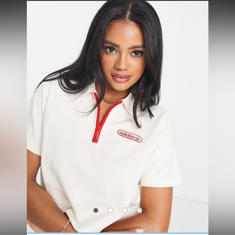 Adidas Originals Half Zip Crop Polo